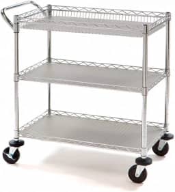Carrinho Chá Café Aço Multiuso C/3 Prateleiras Rodas