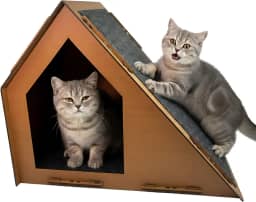 Casa de Gato com Arranhador, para Felinos, 48x30x38cm, MDF, Desmontável, Design Moderno, Disponível em Preto, Marrom, Caramelo e Cru