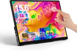 Monitor portátil com tela sensível ao toque de 15,6 polegadas 1080p FHD IPS, tela sensível ao toque para jogos de viagem de 10 pontos com alto-falantes duplos e suporte, tela externa USB-C HDMI para