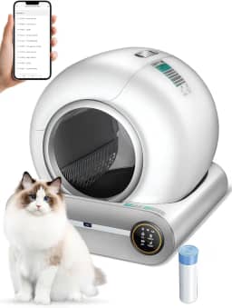 Caixa de Areia Autolimpante, Caixa de Areia com Sensor/Controle Por App/limpeza programada, 65L+9L para Gatos, para Gatos Fechada, Grande