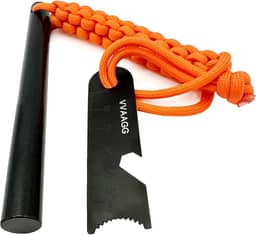 VVAAGG Kit de iniciante de fogo de pederneira e aço, Survivor, hastes de ferro de 9,5 cm e hastes de magnésio com alça de paracord