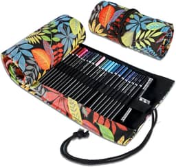 Lapis de Cor, Lápis de Cor, Lapis de Colorir, Lapis de Cor Profissional, Estojo de Tecido com 72 Ecolápis de Cor, 72 Lápis de Pintura Profissional de Cores, Bolsa de Pano Bordada com Folhas de Lápis