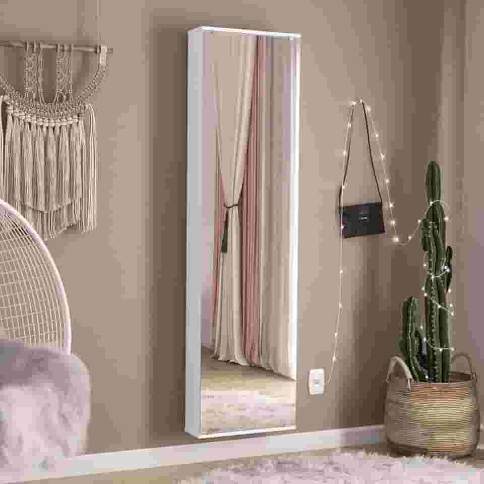 Penteadeira Armário Porta-joias com Espelho Suspenso Dubai Branco