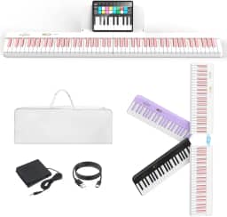 AiJoy Piano com teclado dividido de 88 teclas – magnético destacável, portátil e ultraleve, piano de viagem de tamanho completo com teclas sensíveis, USB-MIDI, estojo de transporte, presente para