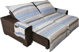 CAPA PROTETOR PARA SOFÁ RETRÁTIL DE DOIS ASSENTOS ESTAMPADO 1,80 METROS (Listrado (Azul))