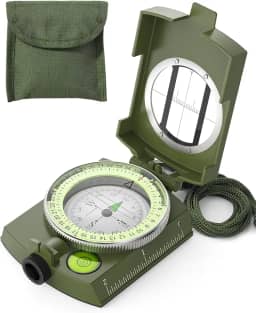 Sportneer Bússola militar para visualização de lentes com bolsa de transporte, à prova d'água e à prova de trepidação, verde militar