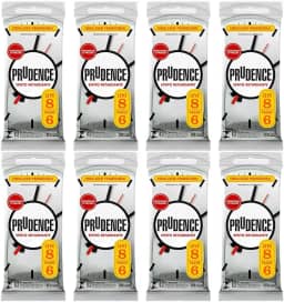 Prudence Efeito Retardante 64und - Kit Camisinhas Preservativo 8 Pacotes com 8 Unidades Cada - Lubrificado - Hipoalergênico - Latex - Normal 52mm - Adulto - CONDOM - Preservativo