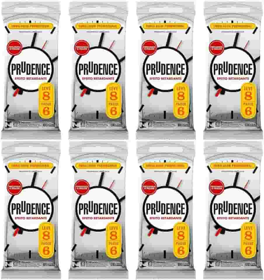 Prudence Efeito Retardante 64und - Kit Camisinhas Preservativo 8 Pacotes com 8 Unidades Cada - Lubrificado - Hipoalergênico - Latex - Normal 52mm - Adulto - CONDOM - Preservativo