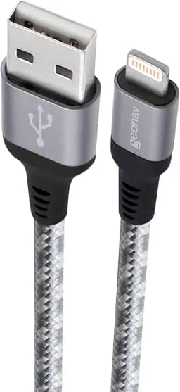 Geonav Cabo iPhone, iPad, iPod Lightning conector original Mfi Apple, nylon trançado, 1.5MT, LIGHT10, Titanium
