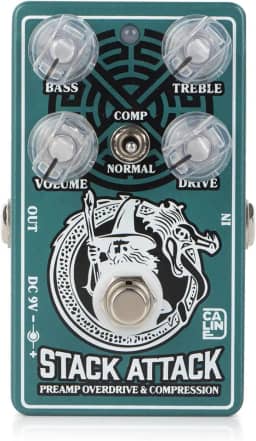 Caline Cp-509 Stack Attack Preamp Overdrive e Pedal de Compressor True Bypass Em Liga de Alumínio