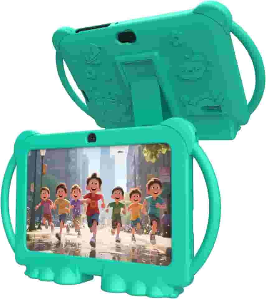 Tablet infantil de 7 polegadas Android 12.0 para crianças, 4 GB de RAM, 32 GB, ROM, Bluetooth, tela IPS, controle parental, câmera dupla, à prova de choque, para jogos educativos, (verde)