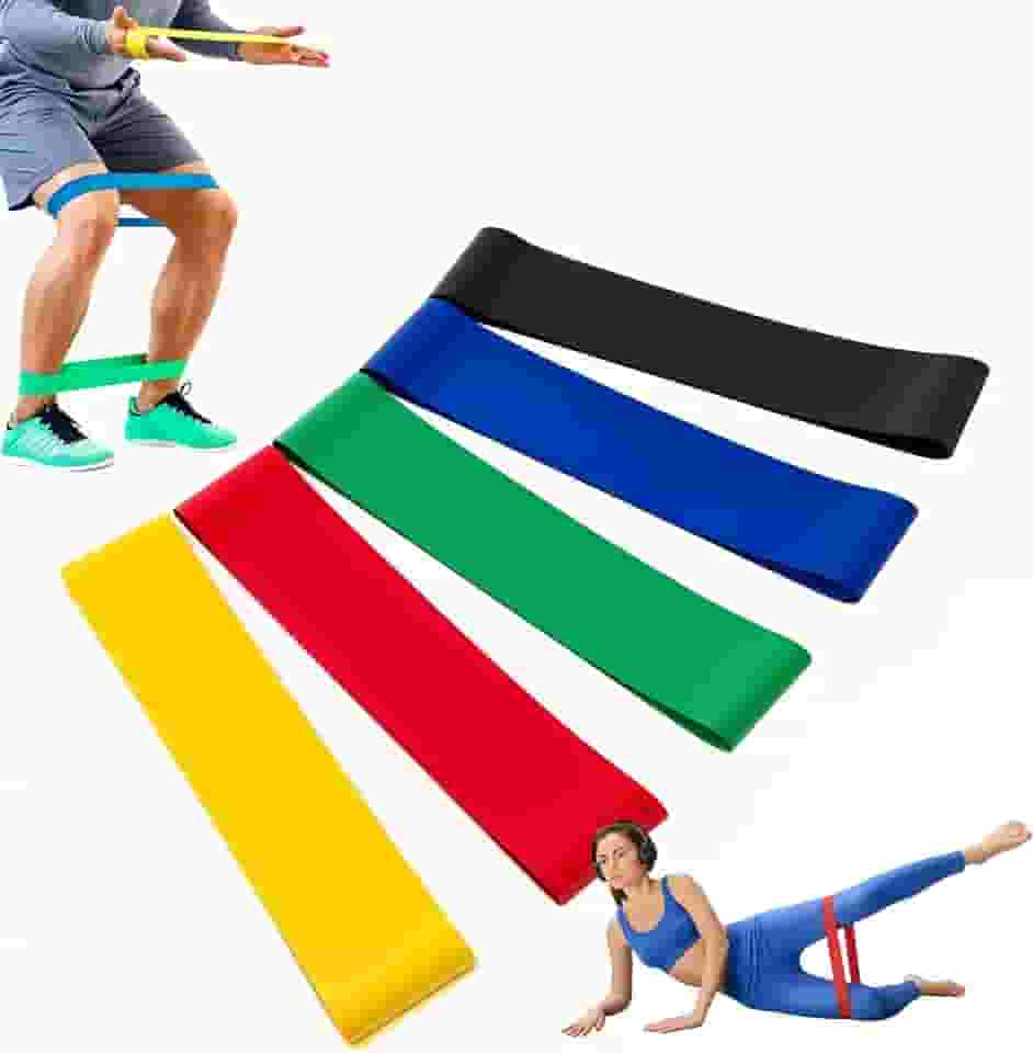 Kit 5 Faixas Elásticas para Exercícios, Theraband | Resistências de Extra Leve à Extra Pesada | Ideal para Pilates, Yoga, Alongamento e Fortalecimento Muscular