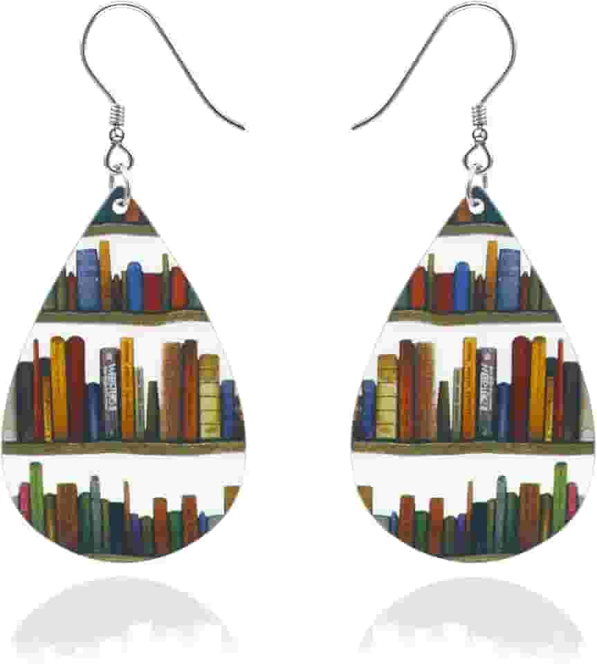 Presentes para professores, lápis de gato, bibliotecário, professor, brincos para amantes de livros, presente para professores, estudantes, mulheres, presentes de agradecimento a professores