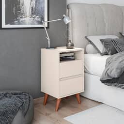 Mesa de Cabeceira Like 02 Gavetas com 01 Nicho (Off White)