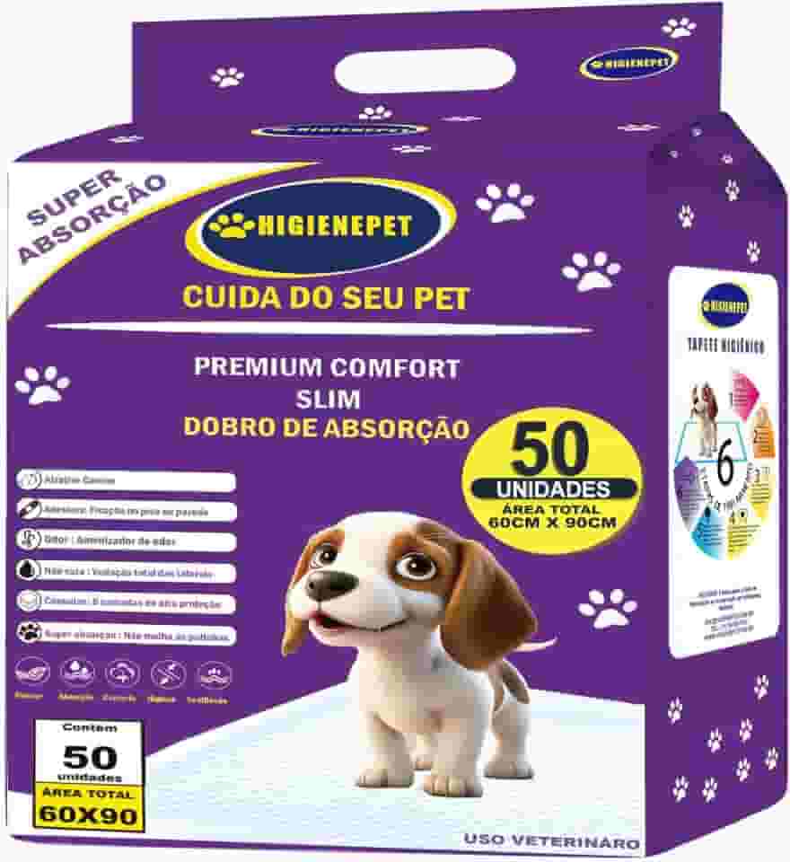 Tapete Higiênico P/cães 60x90 50 Unidades Premium Comfort Higienepet