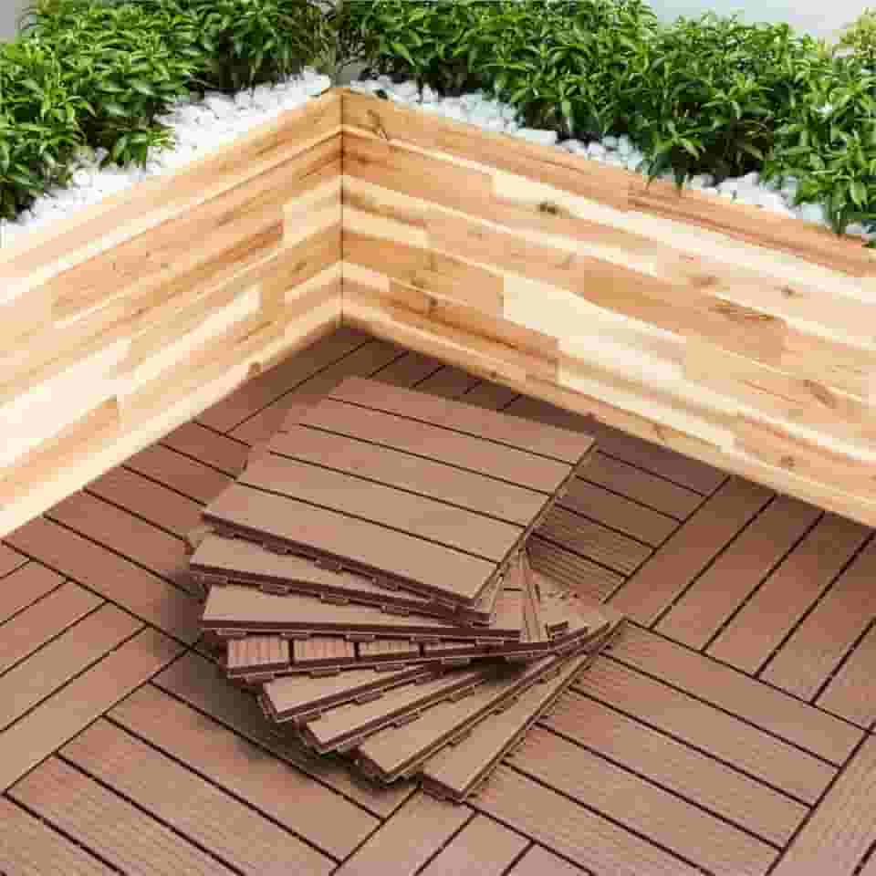 KIT 24 DECK MODULAR PLASTICO TEXTURA DE MADEIRA, DE ALTA RESISTENCIA 30X30X2,0cm - PISCINA, JARDIM, VARANDA, BANHEIRO (MARROM)
