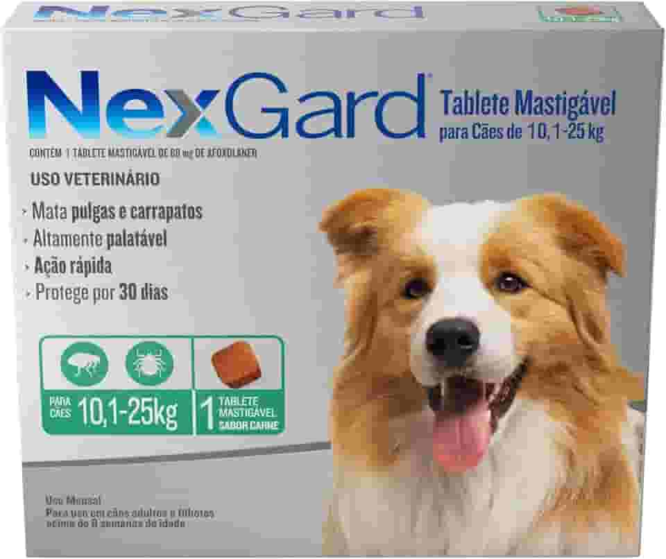 Nexgard Antipulgas e Carrapatos para Cães de 10,1 a 25kg, 1 tablete
