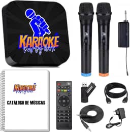 Karaoke Party Box Profissional +2 Microfones Sem Fio +de 2000 Músicas +Catalogo Encadernado (Com Pontuação) (Não Precisa de Internet) ORIGINAL
