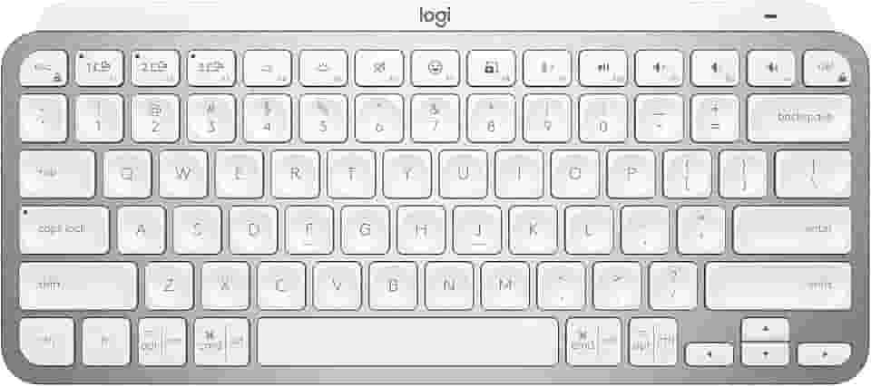 Teclado sem fio Logitech MX Keys Mini com Iluminação Inteligente, Conexão USB ou Bluetooth Easy-Switch para até 3 dispositivos e Bateria Recarregável - Cinza Claro