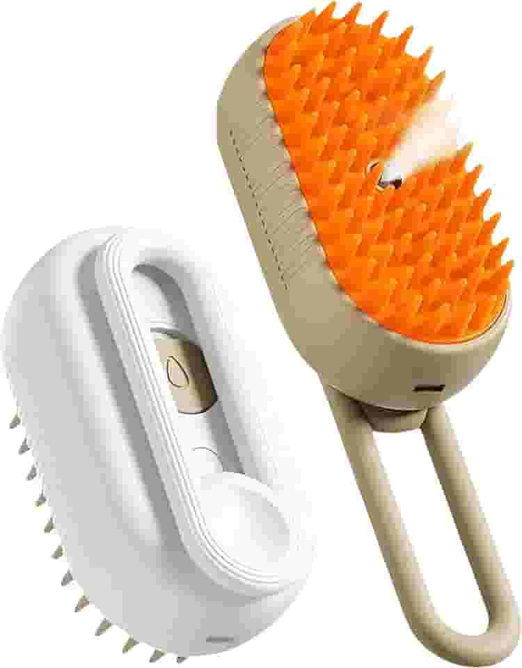 Escova Pet Vapor Elétrica 3 em 1 com Vapor Recarregável USB Massageadora, Removedora de Pelos e Hidratante para Gatos e Cães Linha Premium