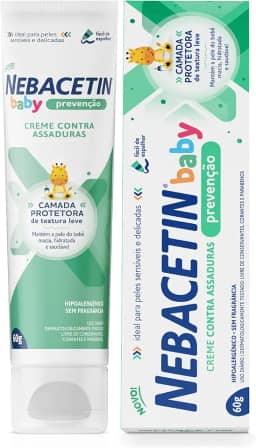 Nebacetin Baby Prevenção Pomada Contra Assaduras 60g - Pele Macia Hidratada e Saudável, Para Peles Sensíveis e Delicadas do Bebê