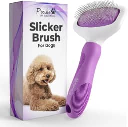 Escova para animais de estimação Poodle – para cães, gatos, coelhos – pele mate/solta, nós – adequada para cuidados com rabiscos/Goldendoodle e desfiar pelos curtos/longos