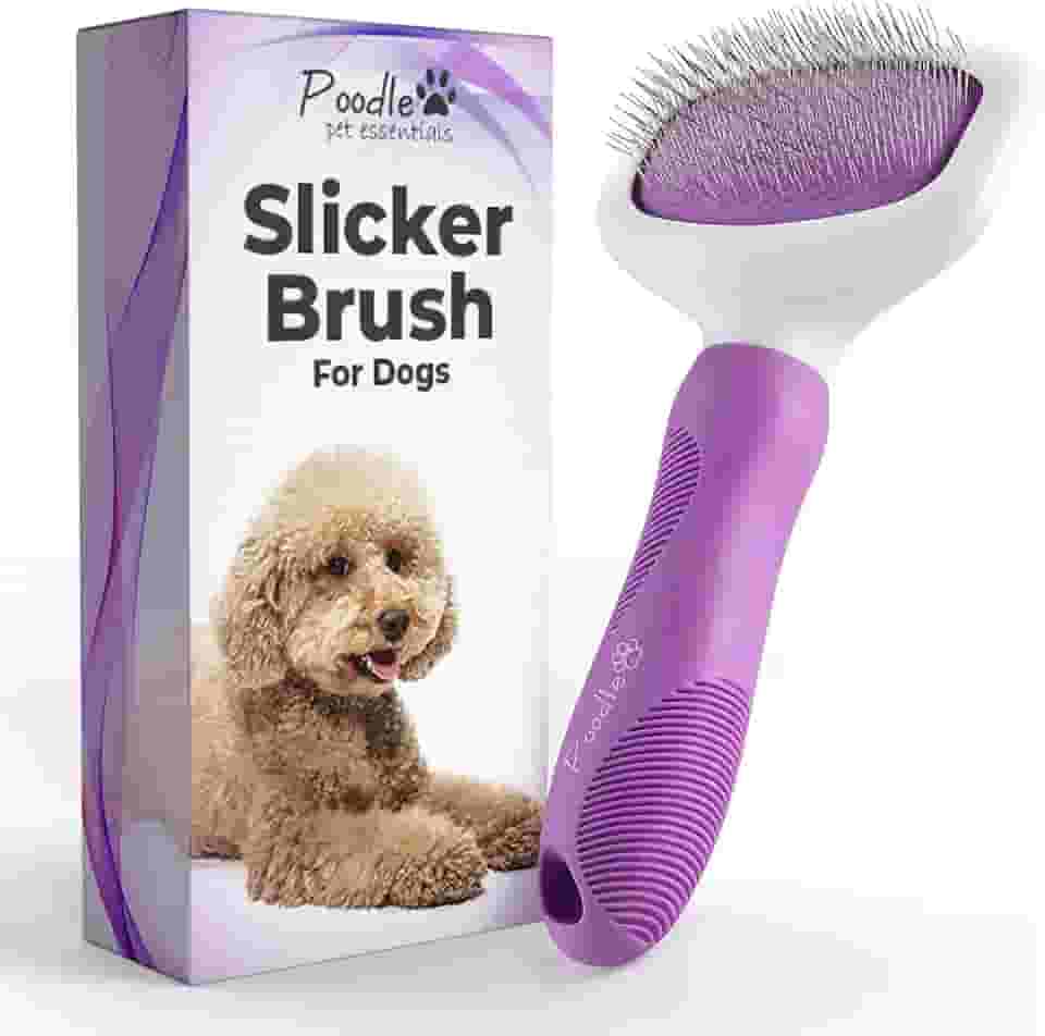 Escova para animais de estimação Poodle – para cães, gatos, coelhos – pele mate/solta, nós – adequada para cuidados com rabiscos/Goldendoodle e desfiar pelos curtos/longos