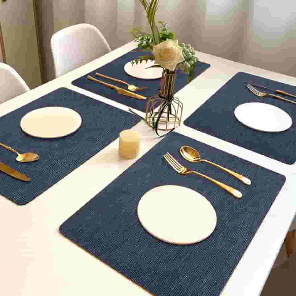 6 Jogo Americano Juta Azul - Impermeável Limpa Facil Pvc