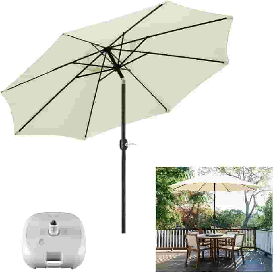 Ombrelone com Base para Piscina 3 metros guarda sol Articulado Com Manivela Maresias Bege - AMZ