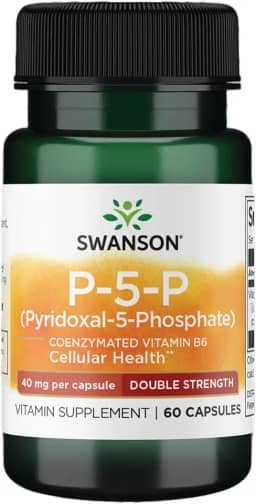 Swanson P-5-P (Pyridoxal-5-Phosphate) Coenzymated Vitamin B-6 40 Milligrams 60 Capsules (2 Pack)