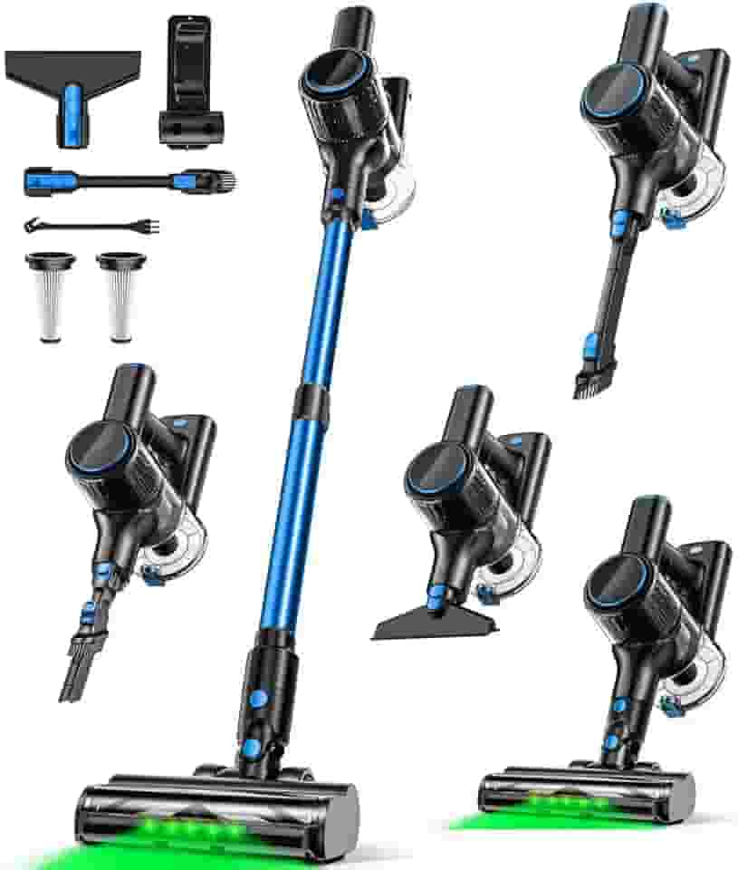 Aspirador de pó sem fio, aspiradores 8 em 1 para casa, tempo de funcionamento de 45 minutos, bastão antiembaraço, aspirador com tela de LED, aspirador leve recarregável para pelos/carpete/chão de