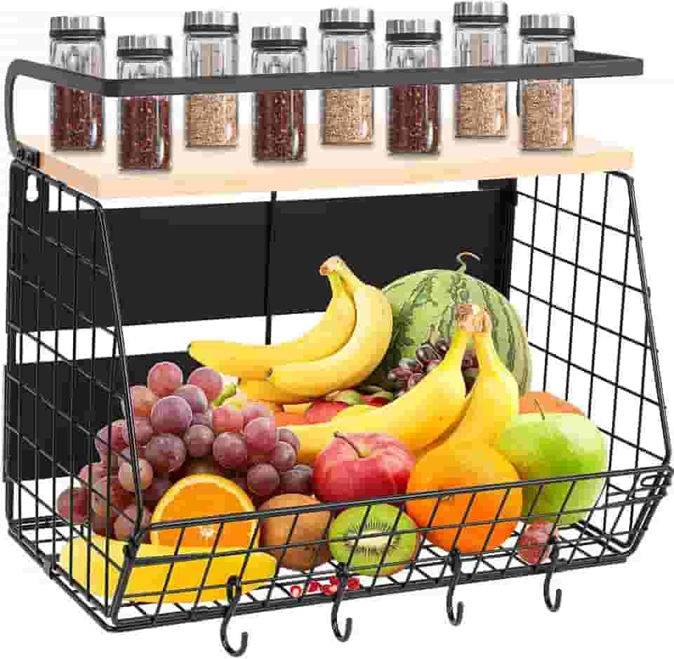 Prateleira Cozinha, Porta Temperos Parede, Prateleira para Cozinha, Porta Temperos de Parede, Prateleira Organizadora Cozinha, 3 Ganchos Móveis, Suporte Magnético para Temperos para Geladeira