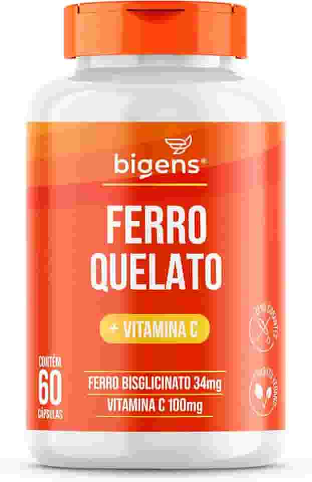 Ferro Quelato + Vitamina C Vegano, 60 Cápsulas Transparentes, Bigens