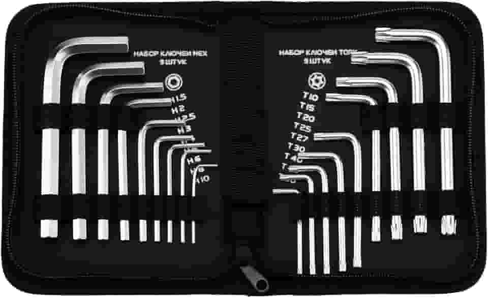 MTX Jogo de Chaves Allen Longas 1,5 mm–10 mm + Torx – Aço Cromo-Vanádio com Acabamento Acetinado, Estojo em Tecido