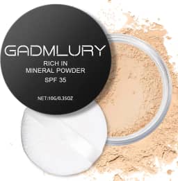 Base em pó mineral, FPS 35, protetor solar, pó solto leve, melhora a pele, cobertura montável, base de brilho natural maquiagem (#05 Fair Light Foundation Makeup)