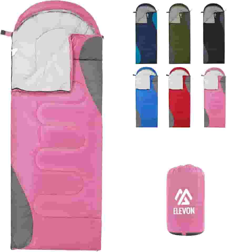 Elevon Saco de dormir para adultos, adolescentes, crianças, clima frio, quente, portátil, impermeável e leve, compacto com saco de compressão, para 3 a 4 estações, acampamento, mochila, caminhadas,