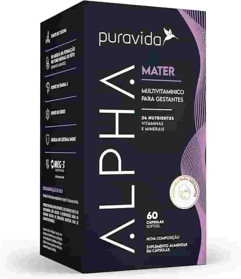 Puravida Vitaminas e Ômega 3 para Gestantes Alpha Mater 60 Cápsulas