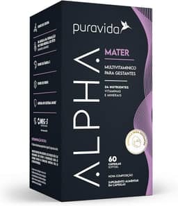Puravida Vitaminas e Ômega 3 para Gestantes Alpha Mater 60 Cápsulas