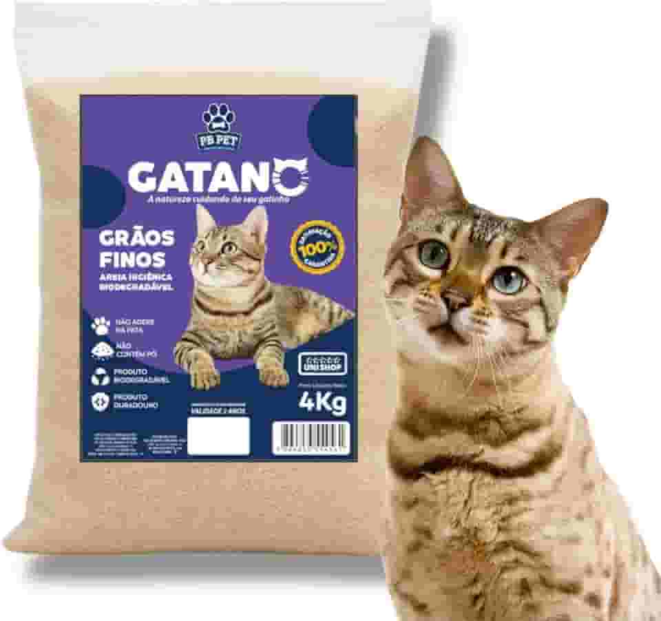 Areia Grãos Finos Biodegradável Gato 100% Mandioca 4Kg - Gatano