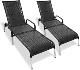 Kit 2 Espreguiçadeiras Reclinável Alumínio Madrid (preto)