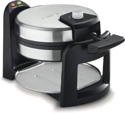 Cuisinart WAF-F30 Round Flip Belga Waffle Maker, Preto/Prata, 2,54 cm de espessura