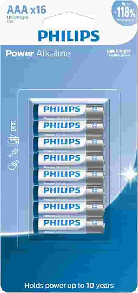 Pilha Philips alcalina AAA 1.5V com 16 unidades LR03P16B/59
