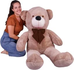 Urso de Pelúcia Gigante com Laço, 110 cm, Teddy Bear (Urso Avelã com Laço Tabaco)