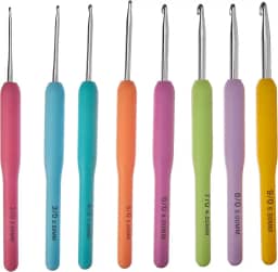 Kit de Agulha Para Crochê, NYBC, 8 Agulhas de Diferentes Tamanhos, Cabo de Silicone