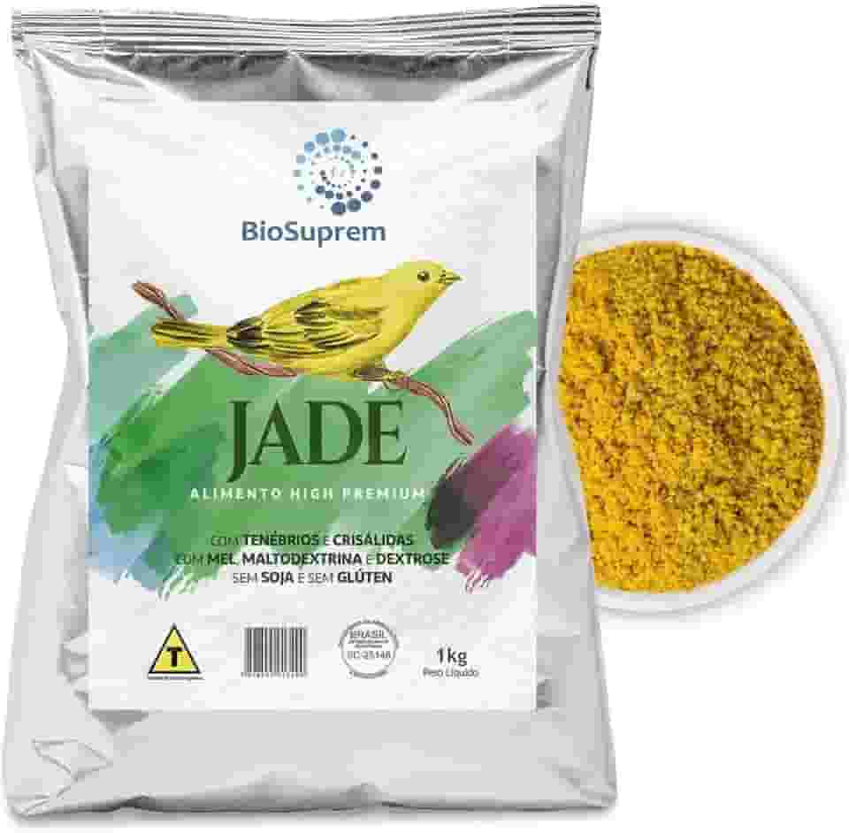 Biosuprem Jade 1kg Farinhada Completa High Premium para Pássaros Silvestres Canário Curió Coleiro Bicudo Pintassilgo Canários da Terra Tiziu Azulão com Luteína