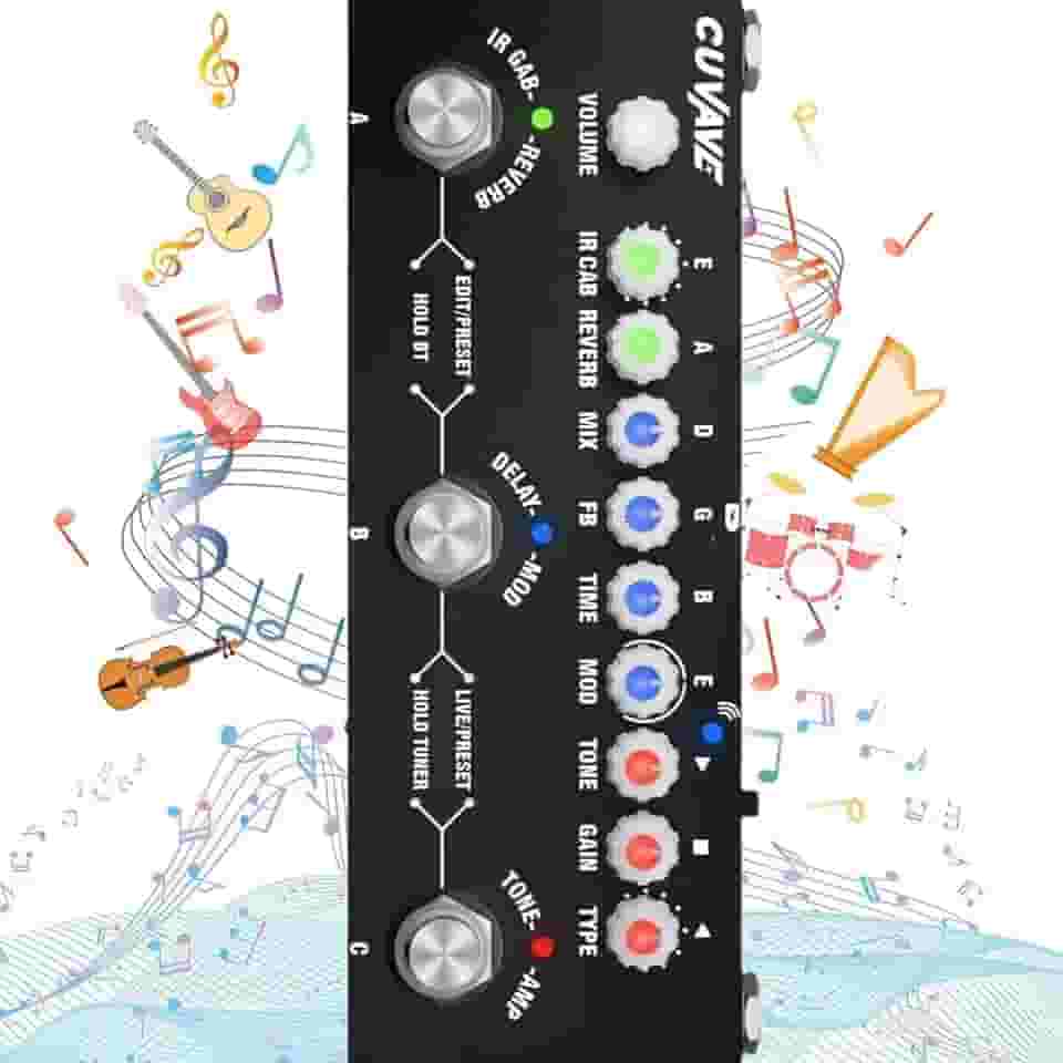 Cuvave cube baby guitarra pedaleira,com modelos de 9 AMP de carregamento 8 entradas IR CAB, Overdrive de distorção Reverb de retardo/delay Suporte Bluetooth 5.0 Para mesa de som/digital pedal efeito