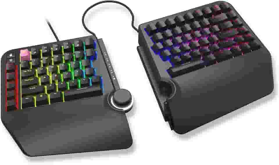 Cloud Nine ErgoTKL Teclado mecânico ergonômico Tenkeyless para PC – Kailh Red – TKL RGB Backlit Ergo Split Key Board