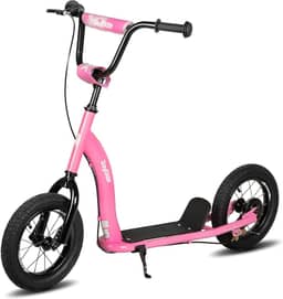 JOYSTAR Patinete para crianças a partir de 5 anos, adolescentes e jovens, scooter infantil leve com guidão ajustável, scooter de 2 rodas para meninos e meninas, rodas infláveis de 30 cm, freios a
