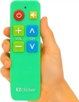 EZclicker Controle remoto de TV Plus para idosos (verde) botão grande extra simples, funciona com as principais marcas de TV (2 pilhas AAA não incluídas)