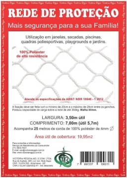 Kit rede/Tela de Proteção Branca - 19,95m2